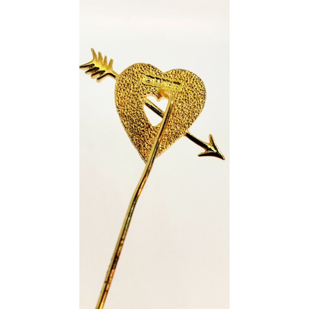 Vintage Franklin Mint 1979 Lover's Heart 24 Kt Gold Over Silver Stick Pin Brooch - Picture 8 of 12